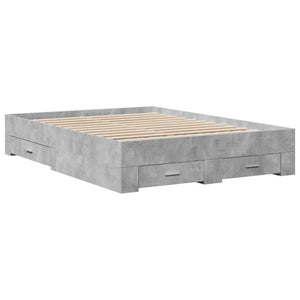 Bed Frame with Drawers without Mattress Concrete Grey 120x200 cm