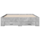 Bed Frame with Drawers without Mattress Concrete Grey 120x200 cm