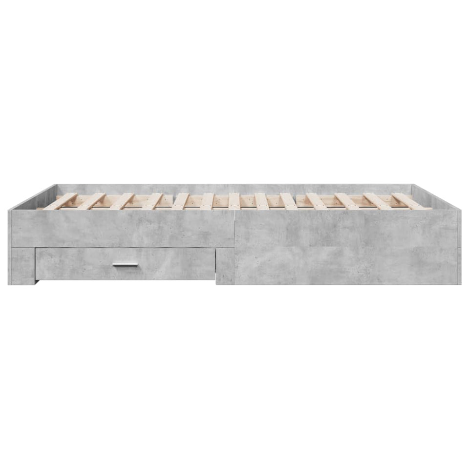 Bed Frame with Drawers without Mattress Concrete Grey 120x200 cm