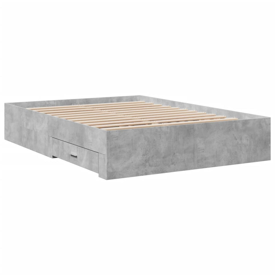 Bed Frame with Drawers without Mattress Concrete Grey 120x200 cm