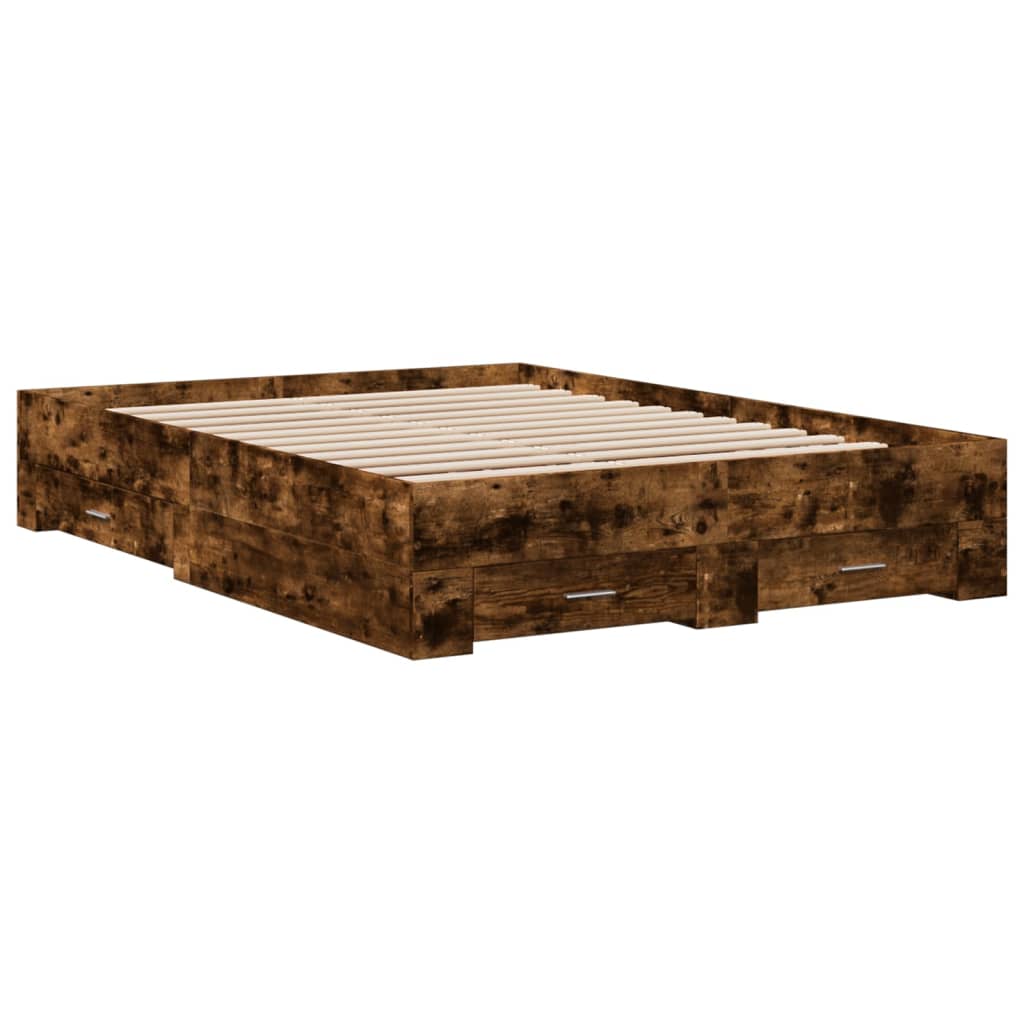 Bed Frame | Smoked Oak | Engineered Wood | Double Bed | Bed Frame