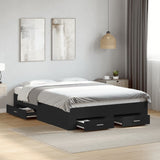 Bed Frame with Drawers without Mattress Black 140x190 cm