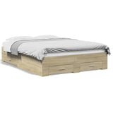 Bed Frame with Drawers without Mattress Sonoma Oak 140x190 cm