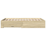 Bed Frame with Drawers without Mattress Sonoma Oak 140x190 cm