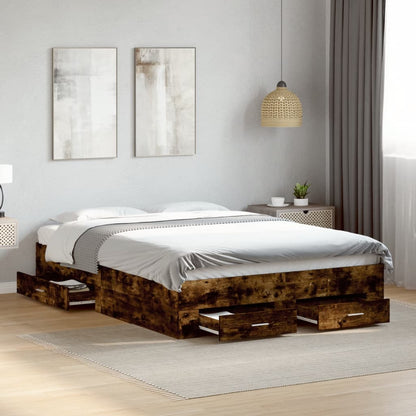 Bed Frame | Smoked Oak | Engineered Wood | Double | Bed Frame