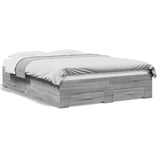 Bed Frame with Drawers without Mattress Grey Sonoma 140x190 cm