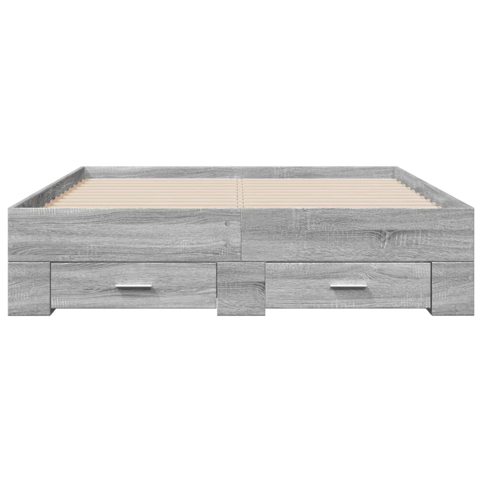 Bed Frame with Drawers without Mattress Grey Sonoma 140x190 cm