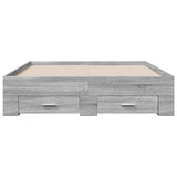 Bed Frame with Drawers without Mattress Grey Sonoma 140x190 cm