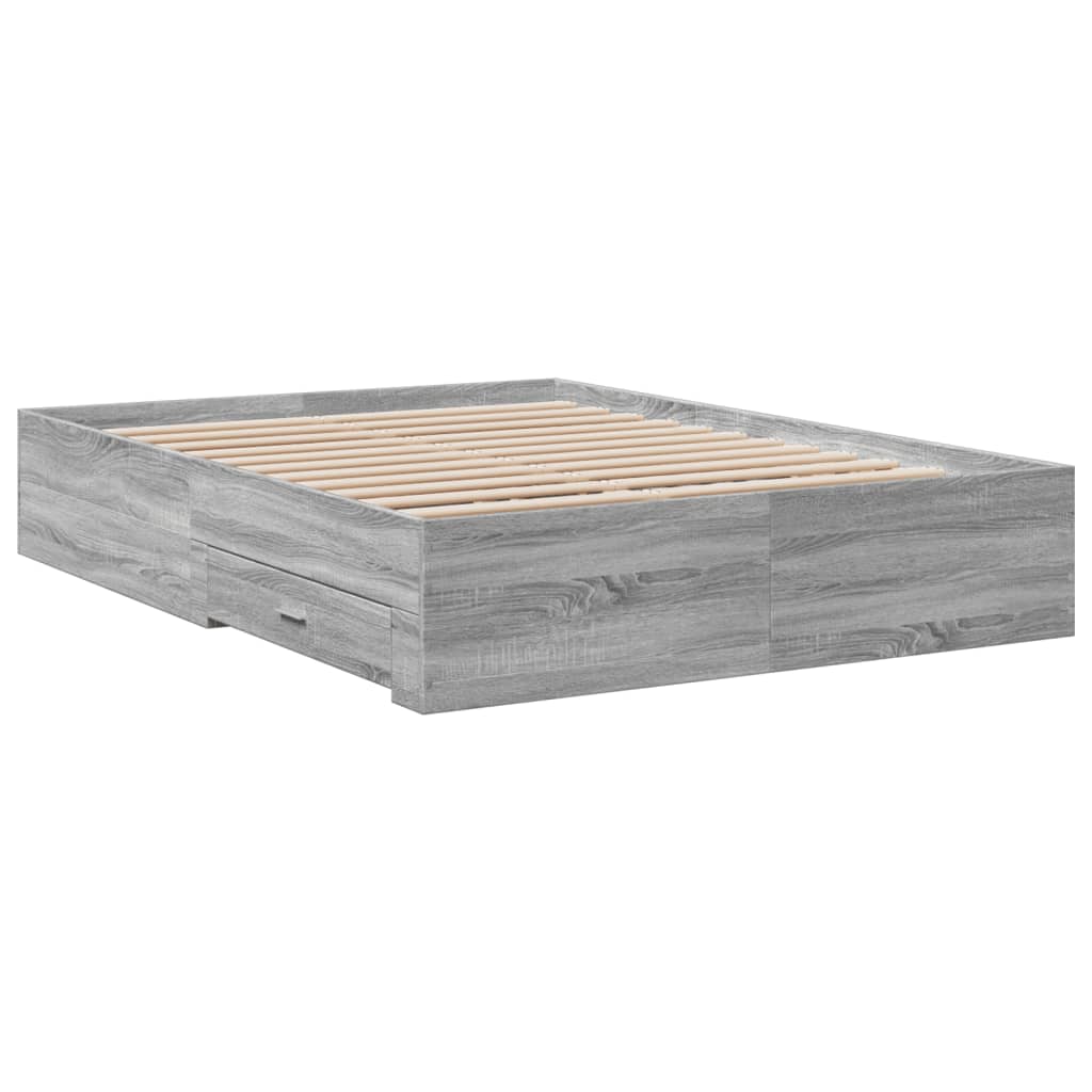Bed Frame | Grey Sonoma | Engineered wood | 140 x 190 cm | Bed Frame