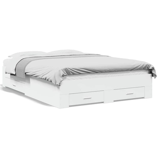 Bed Frame with Drawers without Mattress White 135x190 cm Double