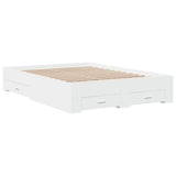 Bed Frame with Drawers without Mattress White 135x190 cm Double