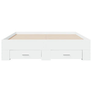 Bed Frame with Drawers without Mattress White 135x190 cm Double