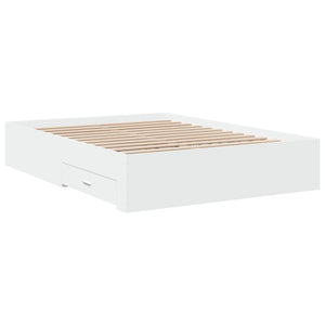 Bed Frame with Drawers without Mattress White 135x190 cm Double