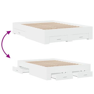 Bed Frame with Drawers without Mattress White 135x190 cm Double