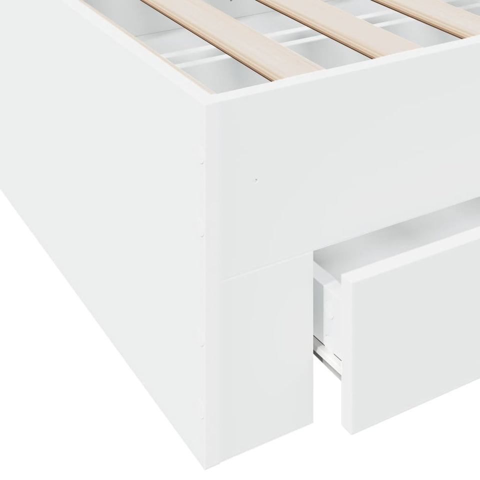 Bed Frame with Drawers without Mattress White 135x190 cm Double