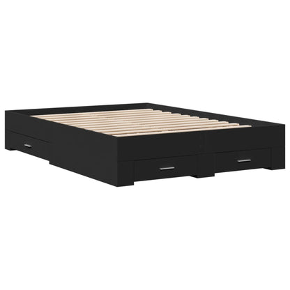 Bed Frame | Black | Engineered wood | 135 x 190 cm Double | Bed Frame