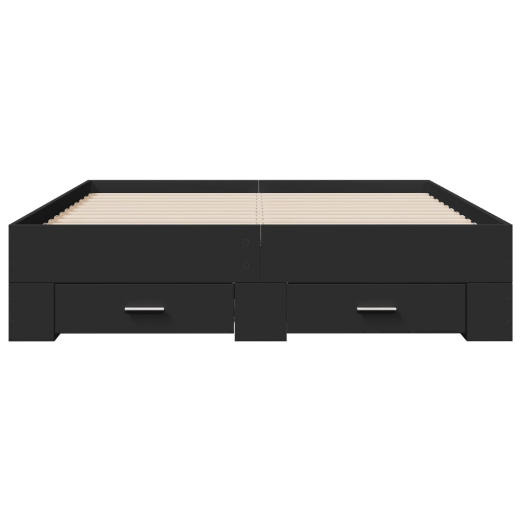 Bed Frame | Black | Engineered wood | 135 x 190 cm Double | Bed Frame