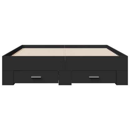 Bed Frame | Black | Engineered wood | 135 x 190 cm Double | Bed Frame