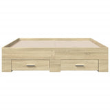 Bed Frame with Drawers Sonoma Oak 135x190 cm Double Engineered Wood