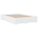 Bed Frame with Drawers without Mattress White 120x190 cm Small Double