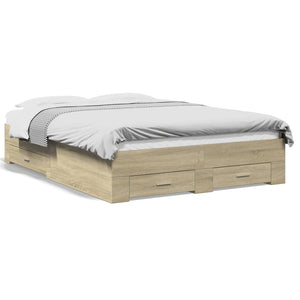 Bed Frame with Drawers without Mattress Sonoma Oak 120x190 cm Small Double