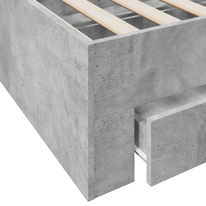 Bed Frame with Drawers without Mattress Concrete Grey 120x190 cm Small Double