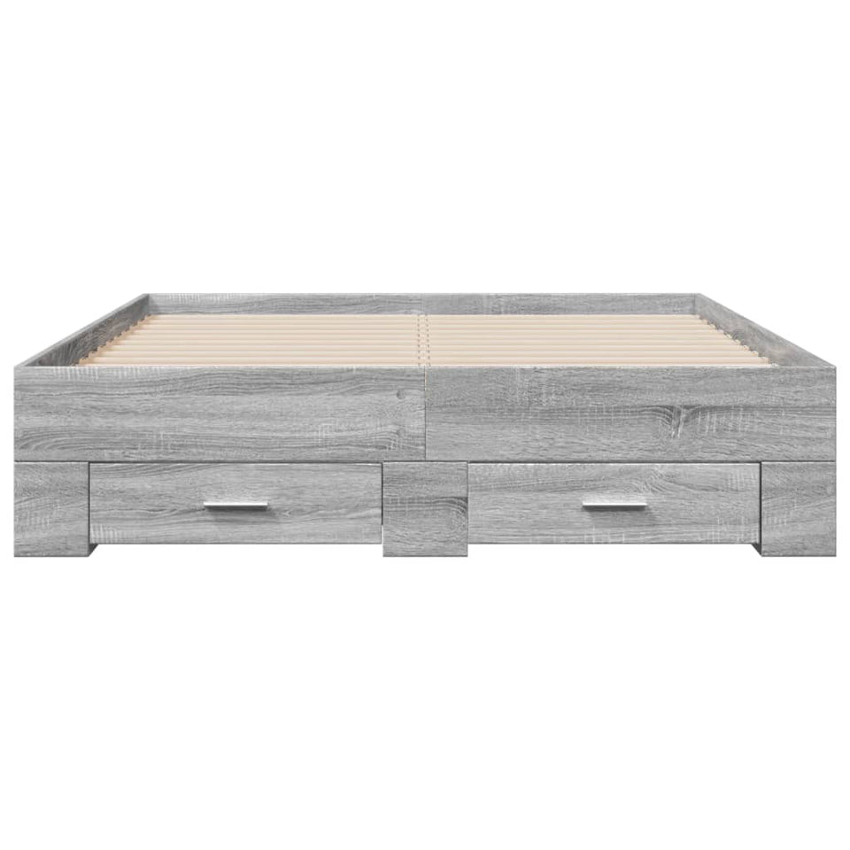 Bed Frame with Drawers without Mattress Grey Sonoma 120x190 cm Small Double