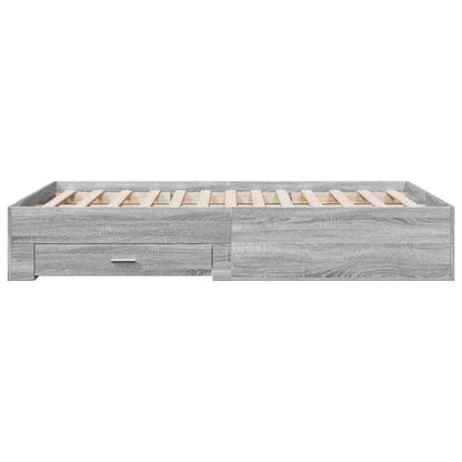 Bed Frame with Drawers without Mattress Grey Sonoma 120x190 cm Small Double
