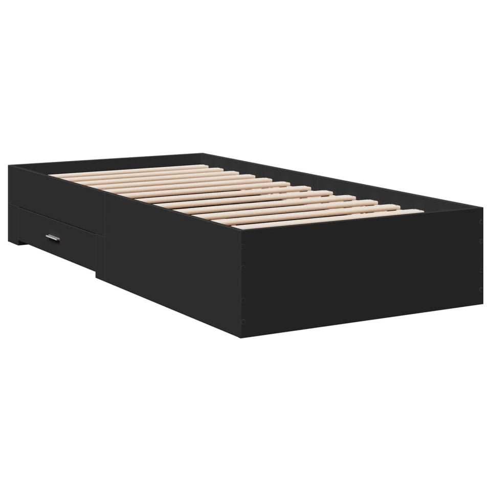 Bed Frame with Drawers without Mattress Black 100x200 cm