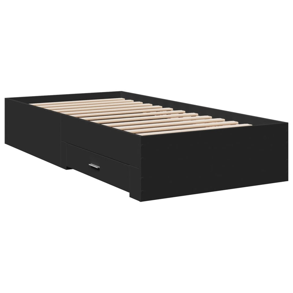 Bed Frame with Drawers without Mattress Black 100x200 cm