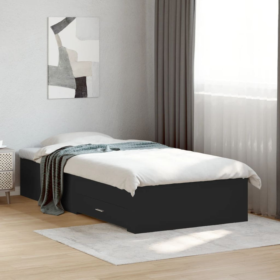 Bed Frame with Drawers without Mattress Black 100x200 cm