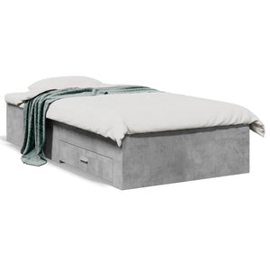 Bed Frame with Drawers without Mattress Concrete Grey 100x200 cm