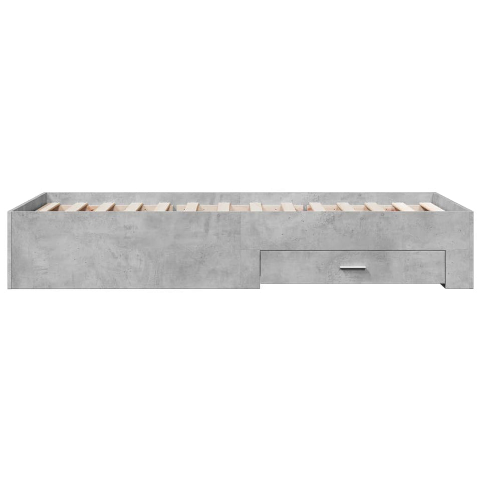 Bed Frame with Drawers without Mattress Concrete Grey 100x200 cm