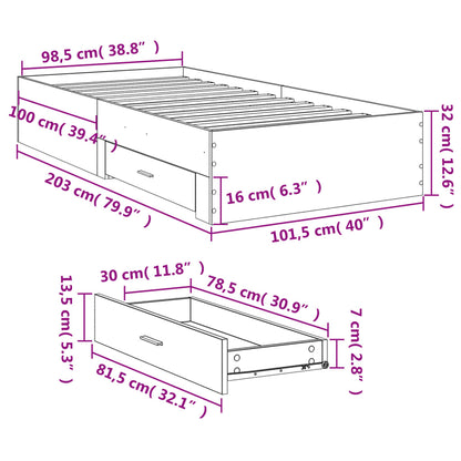 Bed Frame | Concrete grey | Engineered wood, plywood | Single | Bed Frame