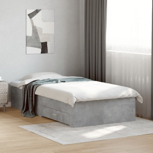 Bed Frame with Drawers without Mattress Concrete Grey 100x200 cm