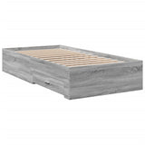 Bed Frame with Drawers without Mattress Grey Sonoma 100x200 cm