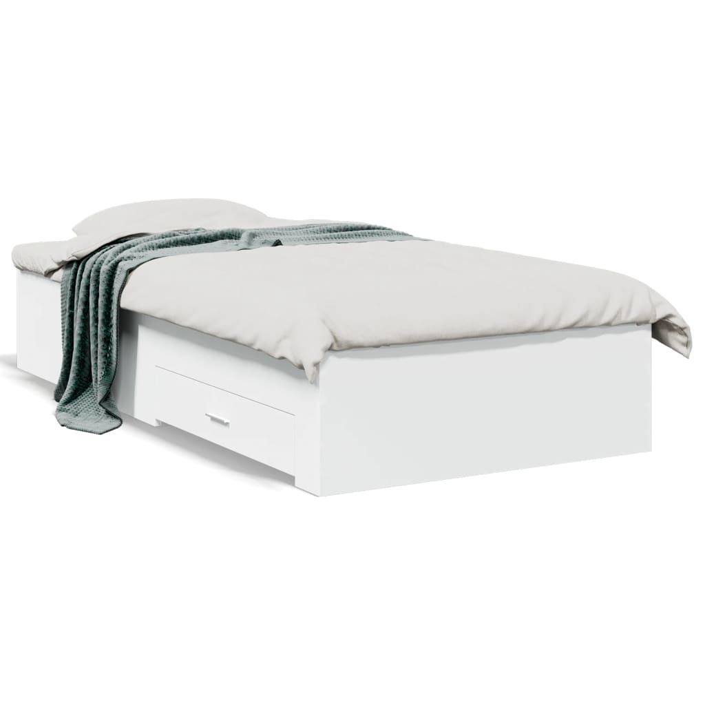 Bed Frame with Drawers without Mattress White 90x200 cm