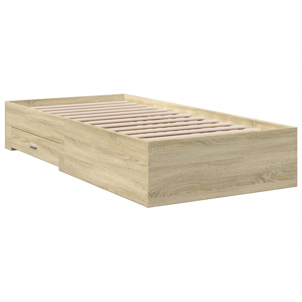 Bed Frame | Sonoma Oak | Engineered Wood, Plywood | 90x200 cm | Bed Frame