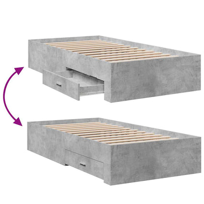 Bed Frame | Concrete Grey | Engineered Wood | 90 x 200 cm | Bed Frame