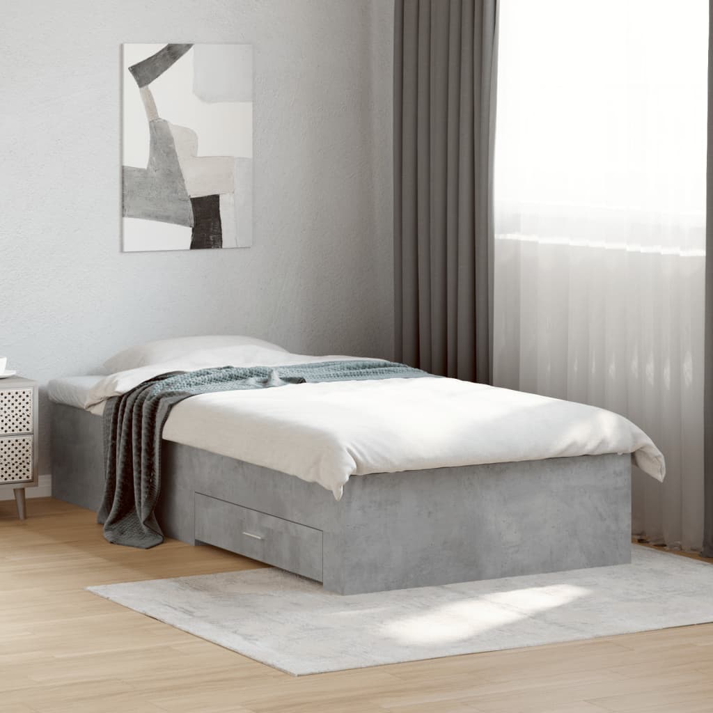 Bed Frame | Concrete Grey | Engineered Wood | 90 x 200 cm | Bed Frame