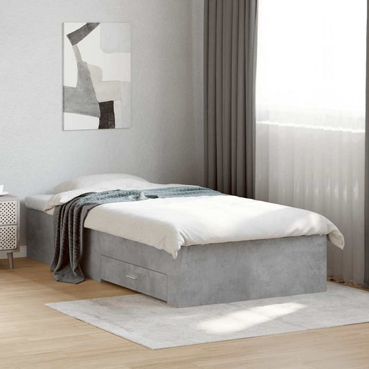 Bed Frame with Drawers without Mattress Concrete Grey 90x200 cm