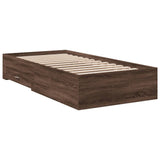 Bed Frame with Drawers without Mattress Brown Oak 90x200 cm