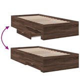 Bed Frame with Drawers without Mattress Brown Oak 90x200 cm