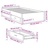 Bed Frame with Drawers without Mattress White 90x190 cm Single