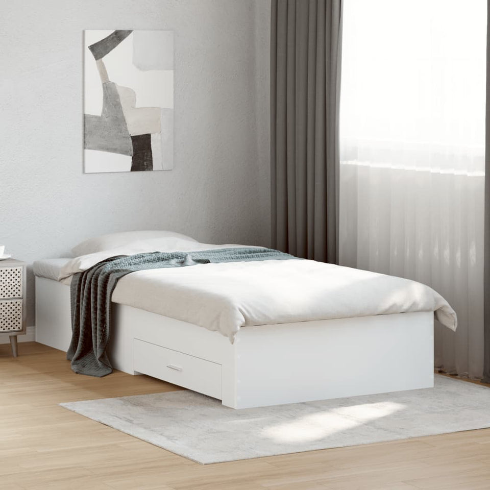 Bed Frame with Drawers without Mattress White 90x190 cm Single