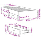 Bed Frame with Drawers Black 90x190 cm Single Engineered Wood