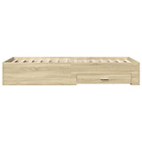 Bed Frame with Drawers without Mattress Sonoma Oak 90x190 cm Single