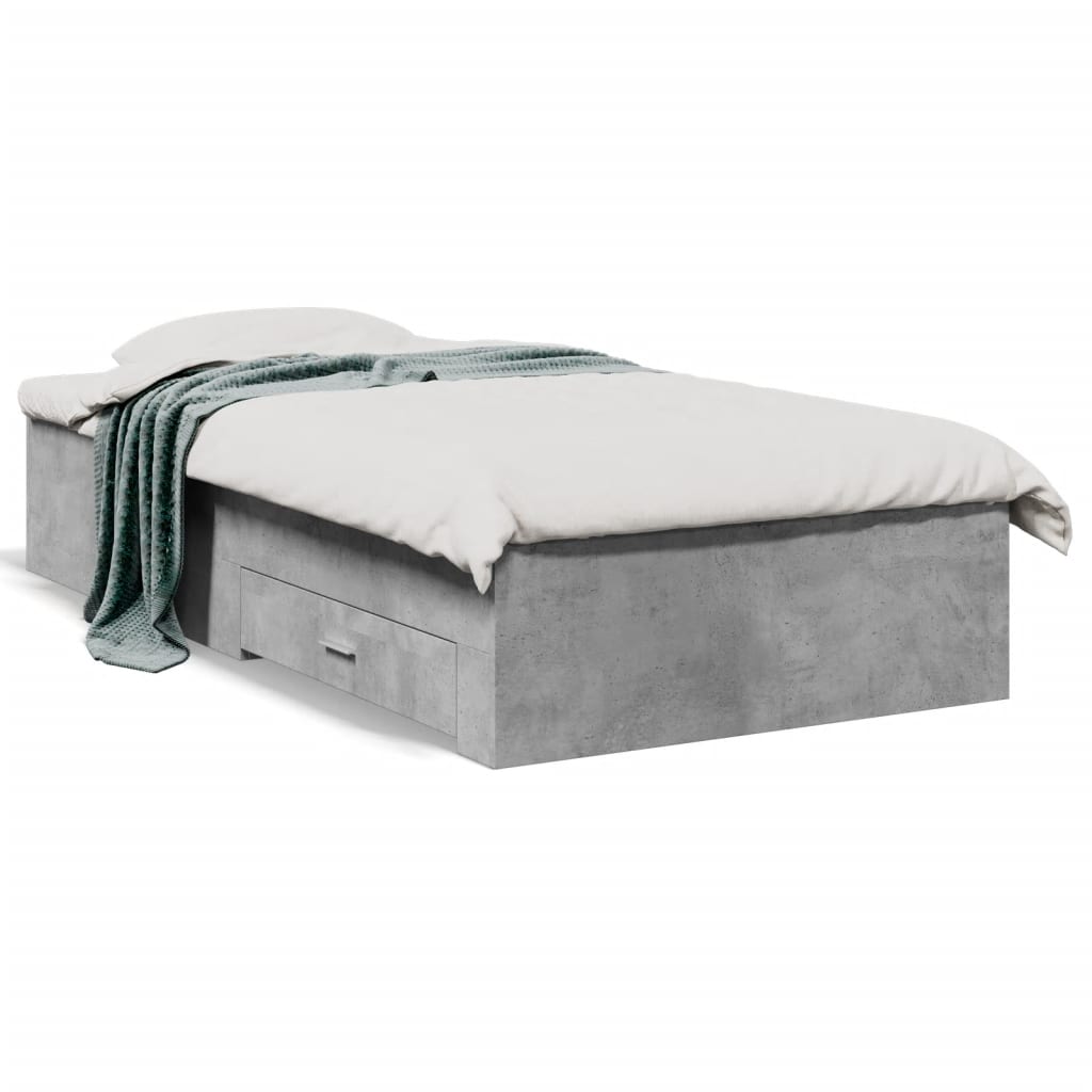 Bed Frame | Concrete grey | Engineered wood and plywood | Single