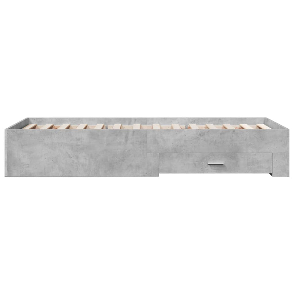 Bed Frame with Drawers without Mattress Concrete Grey 90x190 cm Single