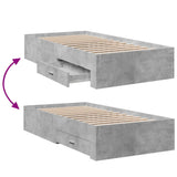 Bed Frame with Drawers without Mattress Concrete Grey 90x190 cm Single